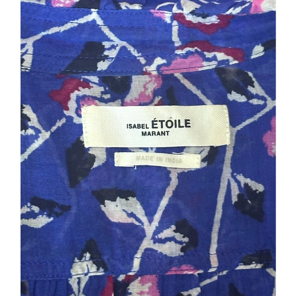 ISABEL MARANT ETOILE Maelys Wrap Midi Dress Floral Blue Ruffle Tapestry Wedding - Picture 10 of 12